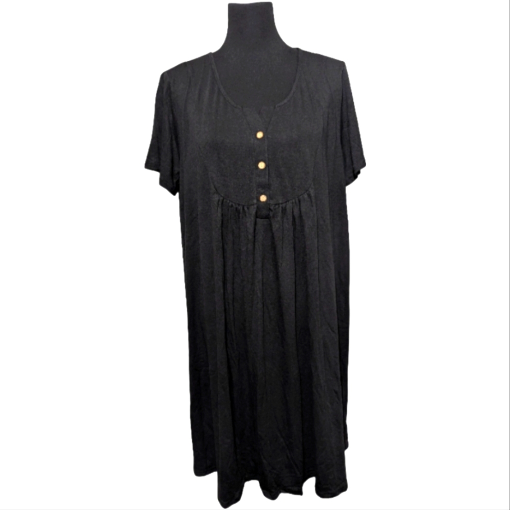 Black Maternity Shortsleeve Button Down Nursing Dress Size: XL